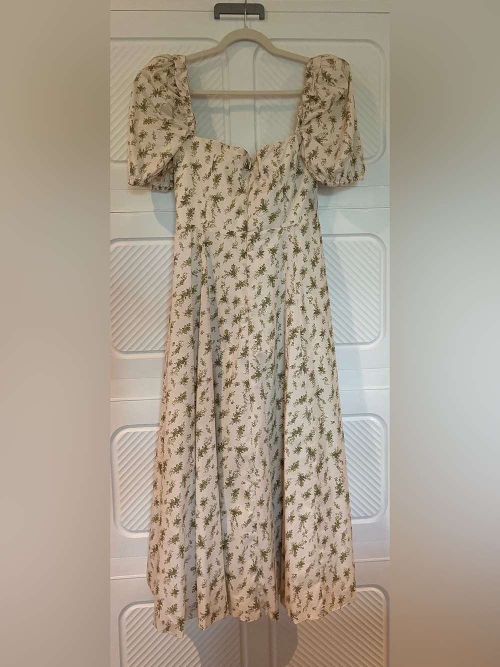 NWOT House of CB Cream Midi Dress with Green Floral Print - Picture 3 of 4
